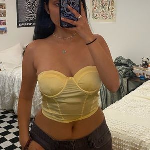 Princess polly yellow satin bustier corset top